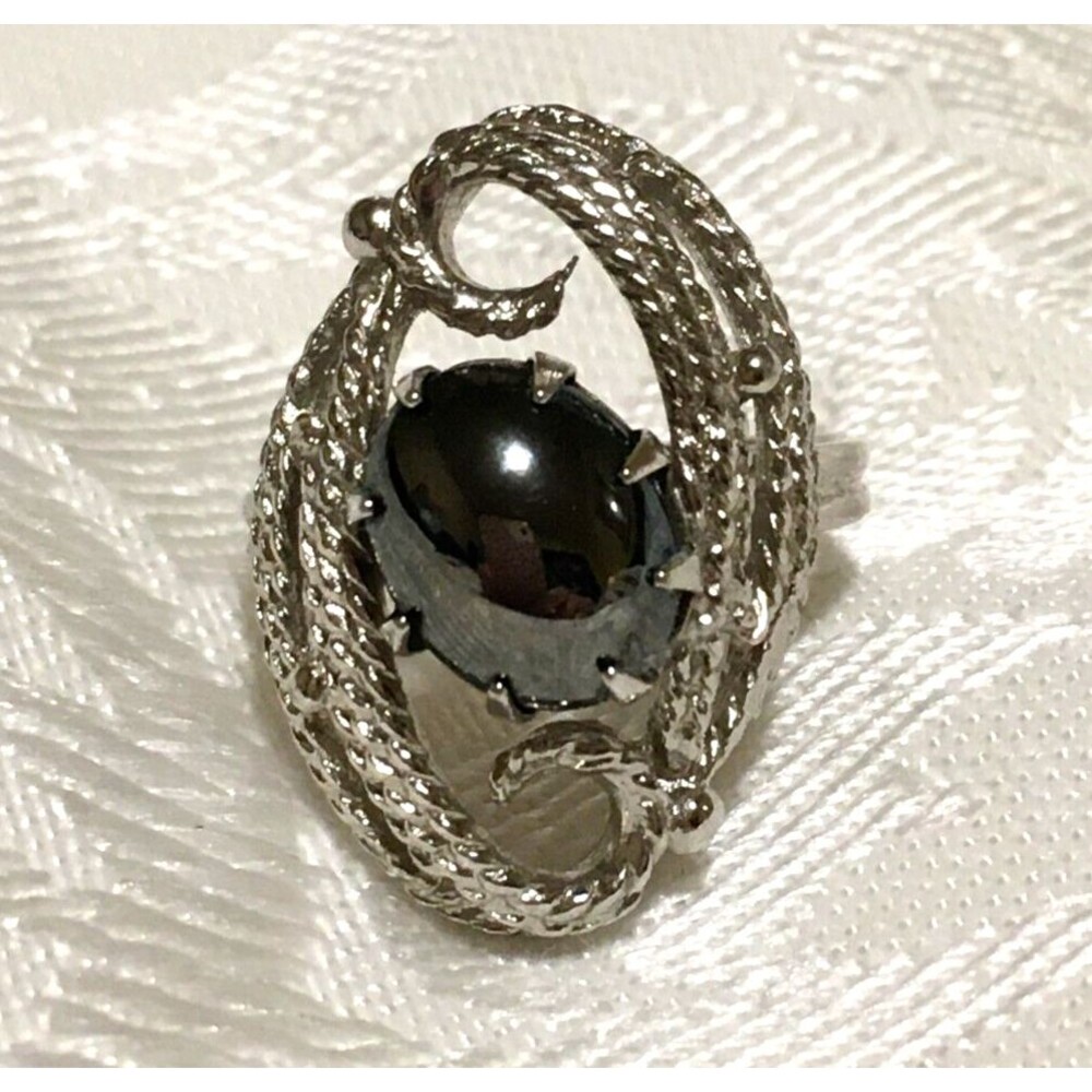 Vintage Sarah Coventry Mid Century Cocktail Ring Size 4.5 Silver Tone